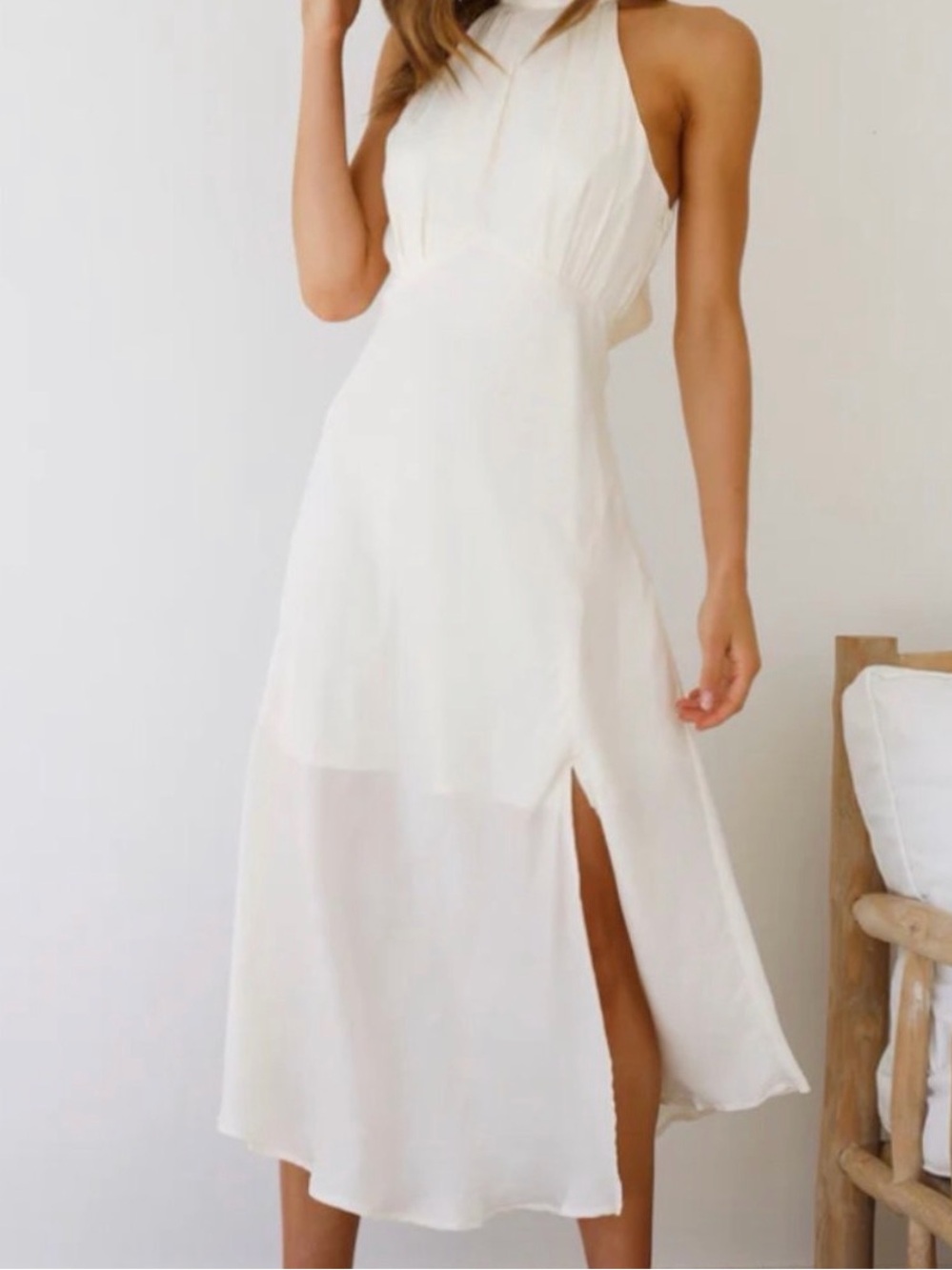 Hello Molly “No Tears Here” Halter Midi Dress with Side Slit